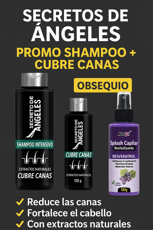 Combo Antiedad Capilar: 3x1 Shampoo Cubrecanas || OBSEQUIO Splash con Resveratrol + ENVIO GRATIS🎁